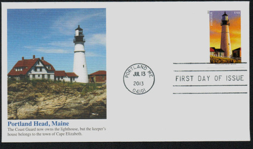 4791 FDC - 2013 First-Class Forever Stamp - New England Coastal Lighthouses: Portland Head, Maine