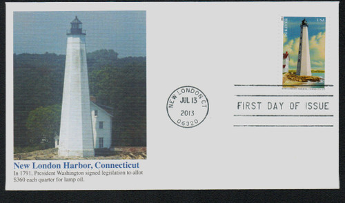 4795 FDC - 2013 First-Class Forever Stamp - New England Coastal Lighthouses: New London Harbor, Connecticut