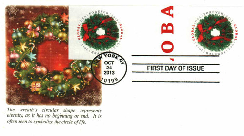 4814a FDC - 2013 $1.10 Imperf Evergreen Wreath