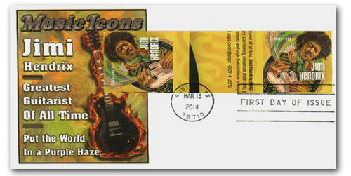 4880a FDC - 2014 First-Class Forever Stamp - Imperforate Music Icons Series: Jimi Hendrix