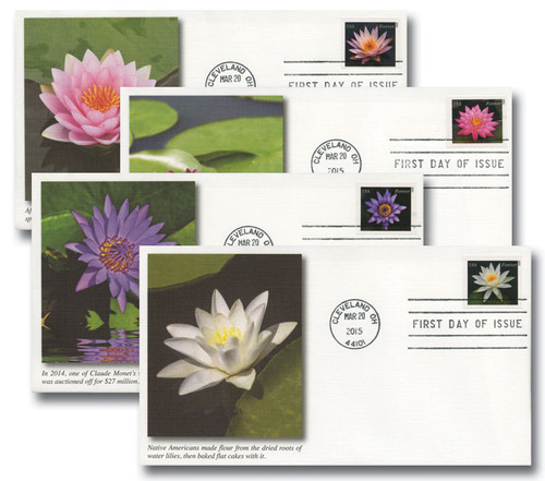 4964-67c FDC - 2015 First-Class Forever Stamp - Imperforate Water Lilies