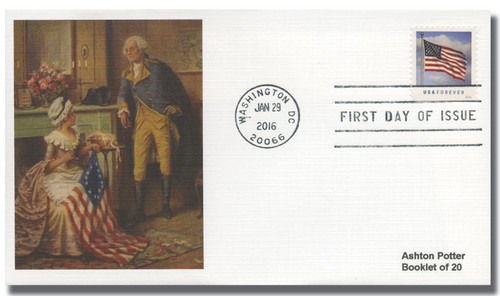 5054 FDC - 2016 First-Class Forever Stamp - U.S. Flag (Sennett Security Products, booklet)