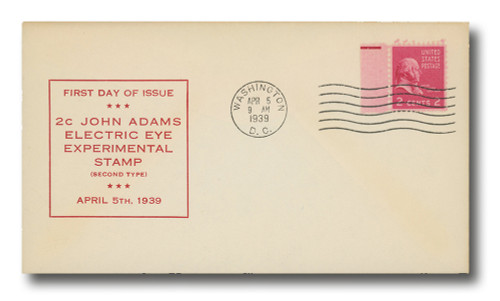 806EE FDC - 1938 2c John Adams Ele. Eye