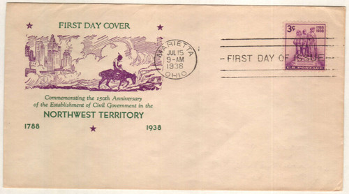 837 FDC - 1938 3c Northwest Territory Sesquicentennial