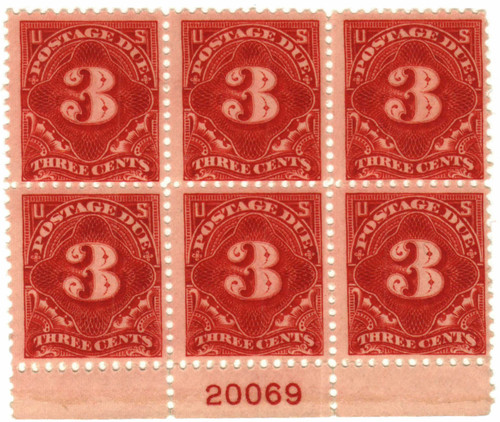 J63 PB - 1917 3c Postage Due Stamp - carmine rose