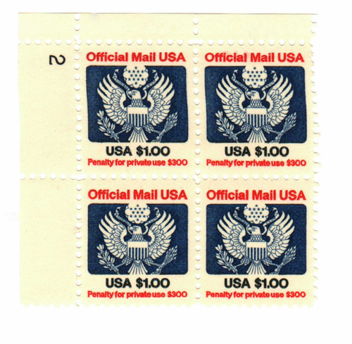 O132 PB - 1983 $1 Red, Blue and Black, Official Mail