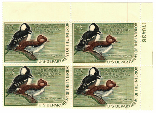 RW35 PB - 1968 $3.00 Federal Duck Stamp - Hooded Mergansers