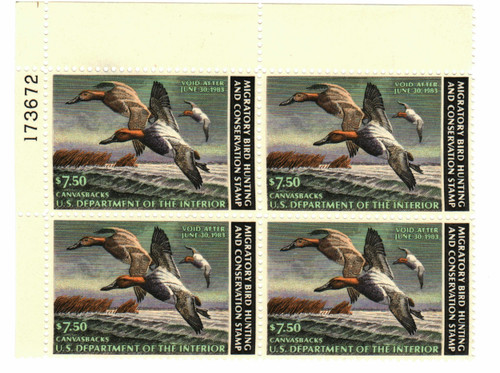 RW49 PB - 1982 $7.50 Federal Duck Stamp - Canvasbacks
