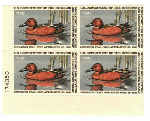 RW52 PB - 1985 $7.50 Federal Duck Stamp - Cinnamon Teal