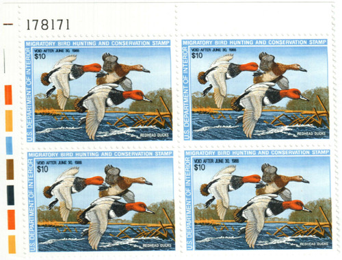 RW54 PB - 1987 $10.00 Federal Duck Stamp - Redhead Ducks