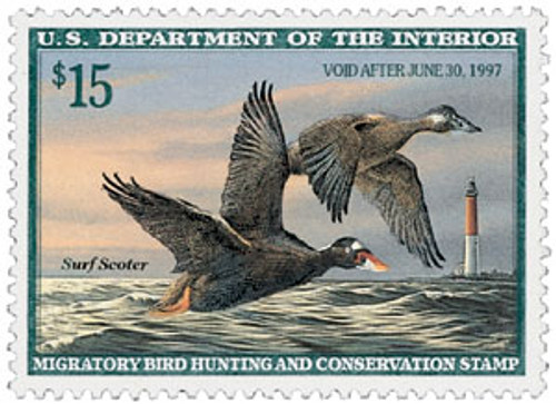 RW63 PB - 1996 $15.00 Federal Duck Stamp - Surf Scoters