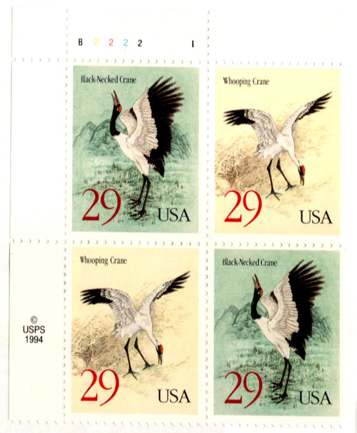 2867-68 PB - 1994 29c Black-necked Crane and Whooping Crane