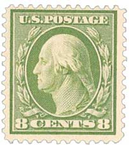 337 PB - 1908 8c Washington, olive green, double line watermark