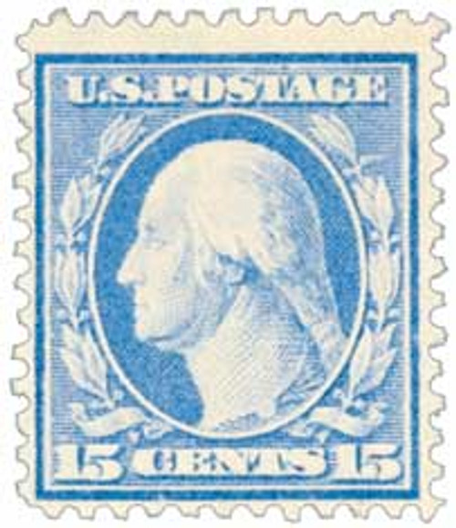 382 PB - 1911 15c Washington, ultramarine, single line watermark