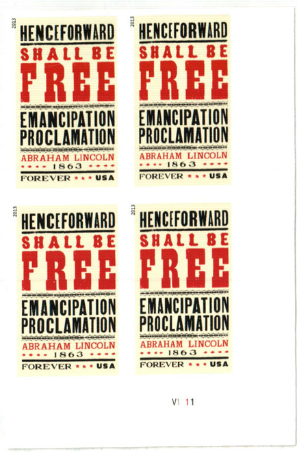 4721a PB - 2013 First-Class Forever Stamp - Imperforate Emancipation Proclamation