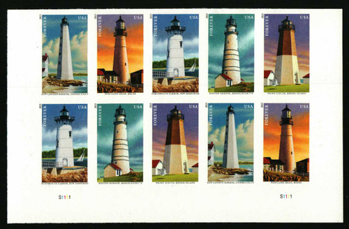 4791-95b PB - 2013 First-Class Forever Stamp - Imperforate New England Coastal Lighthouses