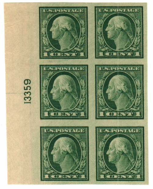 481 PB - 1916 1c Washington, green, imperforate