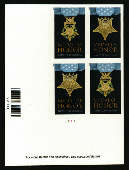 4822-23f PB - 2013 First-Class Forever Stamp - Imperforate Medal of Honor: World War II