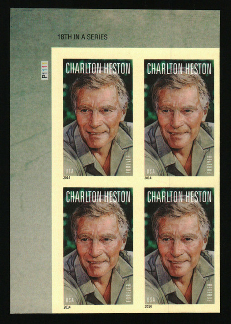 4892a PB - 2014 First-Class Forever Stamp - Imperforate Legends of Hollywood: Charlton Heston