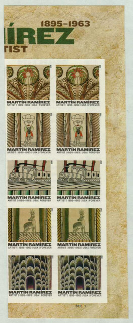 4968-72b PB - 2015 First-Class Forever Stamp - Imperforate Martin Ramirez (1895-1963)