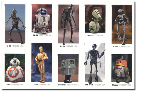 5573-82 PB - 2021 First-Class Forever Stamps - Star Wars Droids