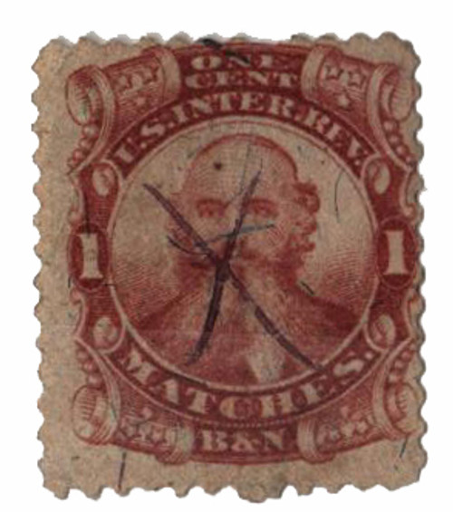 RO42b  - 1871-77 1c Proprietary Match Stamp - Brocket & Newton, die II, lake, silk paper
