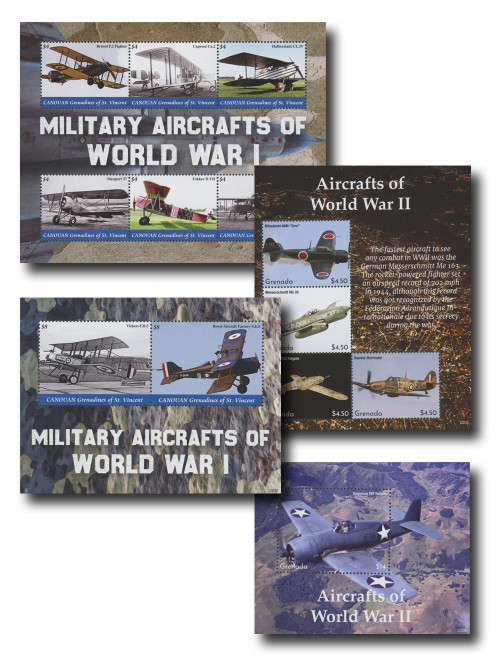 MFN581  - 2022 Military Aircrafts of World War I, 2 Mint Sheets and 2 Mint Souvenir Sheets