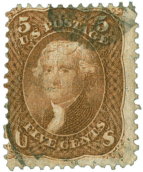 95 offer - 1867 5c Jefferson, brown