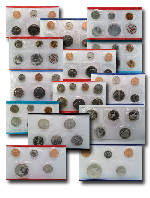 MCN056  - U.S. Mint Sets, 6 Year Collection, Philadelphia and Denver Mints, 73 Coins