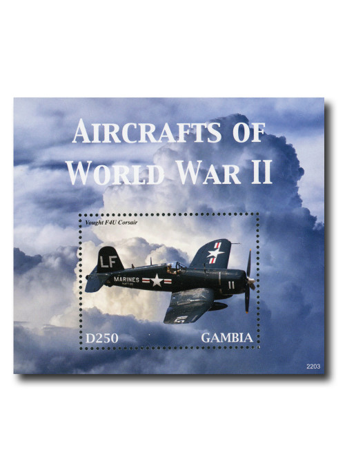 MFN594  - 2022 D250 Aircrafts of World War II: Vought F4U Corsair Mint Souvenir Sheet, Gambia