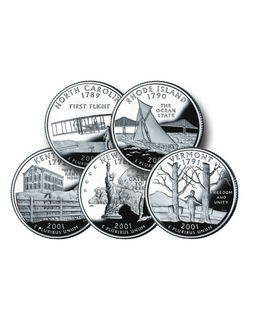 CN200125D  - 2001 U.S. Statehood Quarters, D Mint set of 5