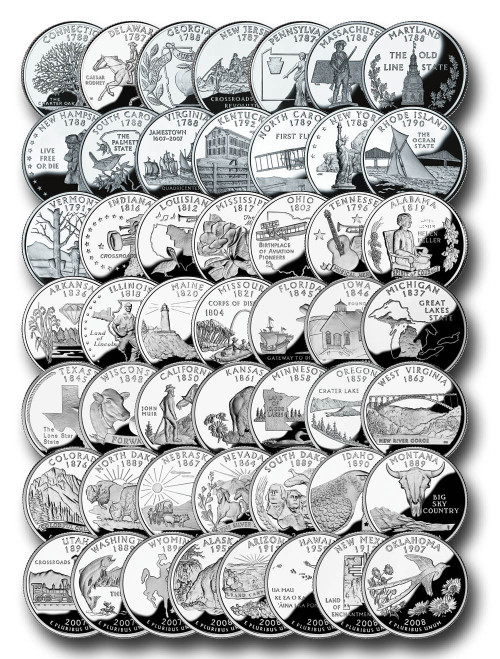 MCN062  - 1999-2008 US Statehood Quarter, P Mint set of 50