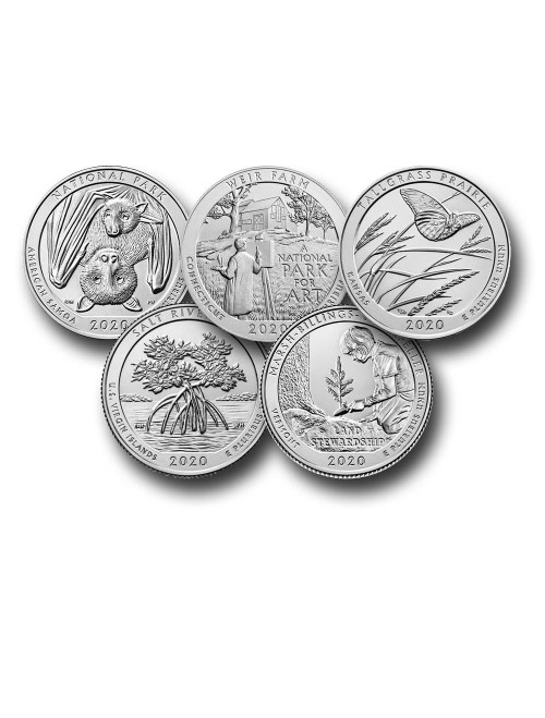 MCN090  - 2020 America the Beautiful Quarters, Complete, Philadelphia Mint, Set of 5