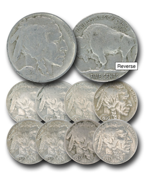 MCN125  - Buffalo Nickel, 10 Coins, Mystic Choice