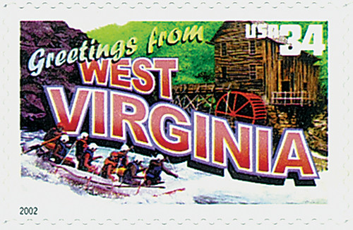 3608  - 2002 34c Greetings From America: West Virginia