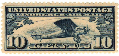 C10  - 1927 10c Air Mail - Lindbergh's "Spirit of St. Louis", dark blue