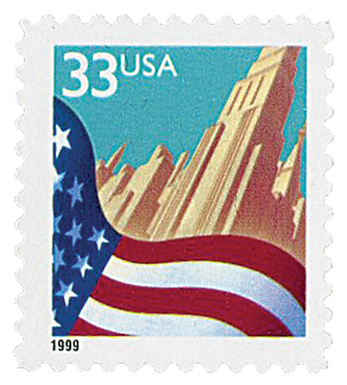 3278  - 1999 33c Flag And City, self-adhesive