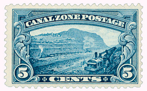 CZ107  - 1929 5c Canal Zone - 'Gaillard Cut' - blue, flat plate printing, unwatermarked