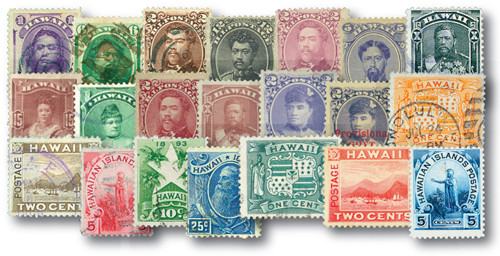 H30//H82  - 1864-99 Hawaii Giant Collection - 21 stamps plus album