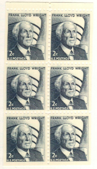 1280c  - 1965-78 2c Frank L. Wright,bklt pane(6)