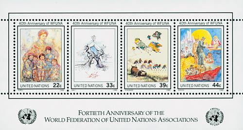 UN493  - 1986 WFUNA 40th Anniversary, S/S