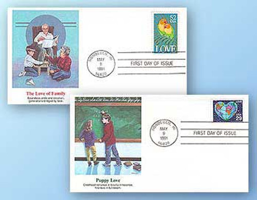 7505191  - 1991 Love FDC Set of 2