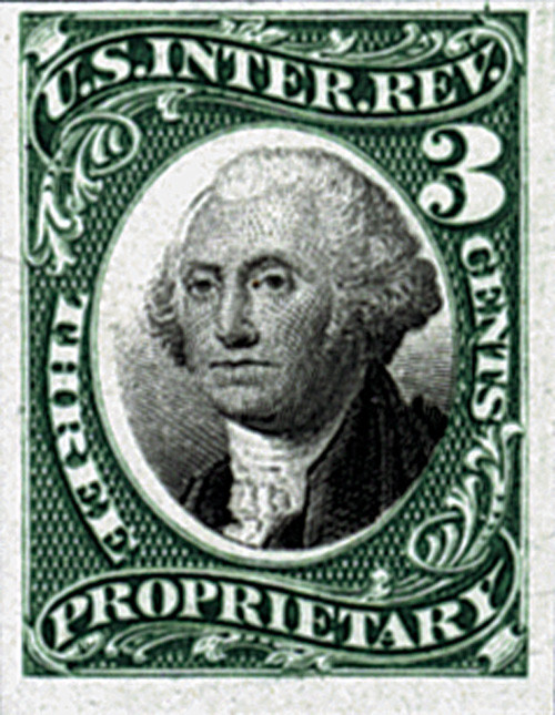 RB3P4  - 1871-75 3c Proprietary Stamp - green & black