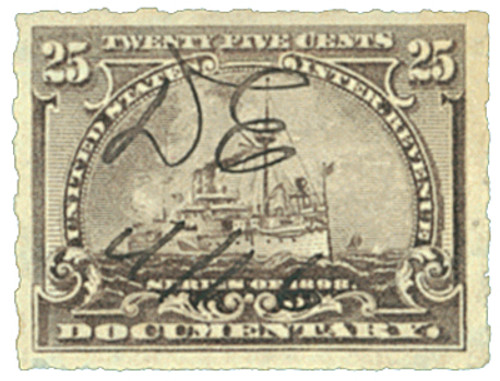 R169  - 1898 25c US Internal Revenue Stamp - purple brown