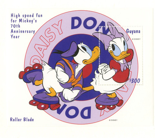 MDS366D  - 1998 Disney and Friends Celebrate Mickey's 70th Anniversary, Mint Souvenir Sheet, Guyana