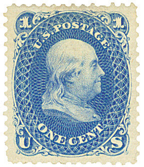 86  - 1867 1c Franklin, blue
