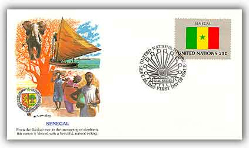 8A412  - 1983 20c Flags of the UN/Senegal