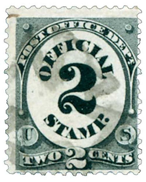 O48  - 1873 2c Black, Post Office Department, Hard Paper