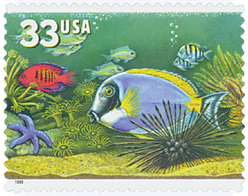 3319  - 1999 33c Aquarium Fish: Red and Blue Fish