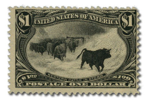 292  - 1898 $1 Trans-Mississippi Exposition: Cattle in Snowstorm